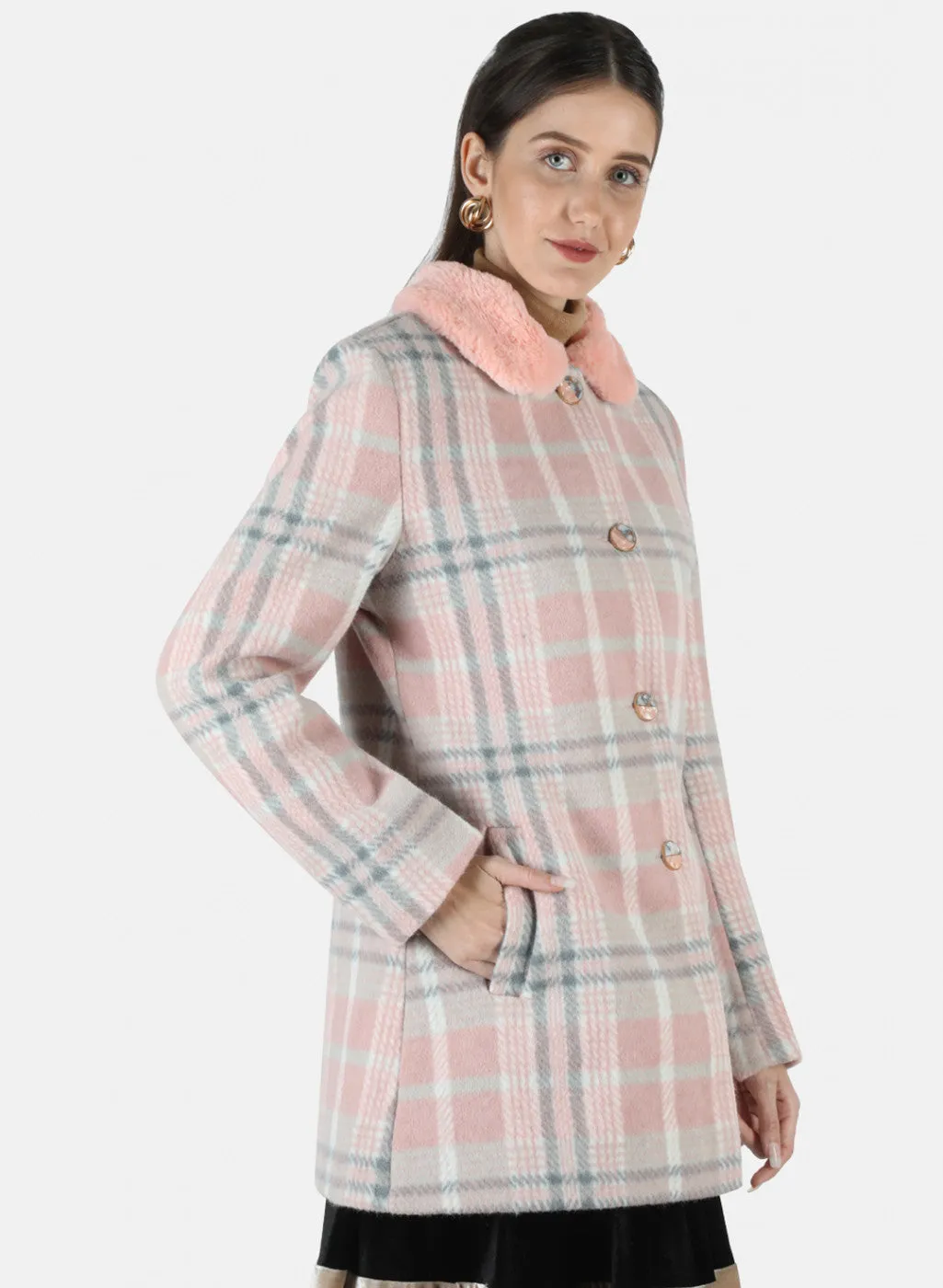 Women Multicolor Check Coat