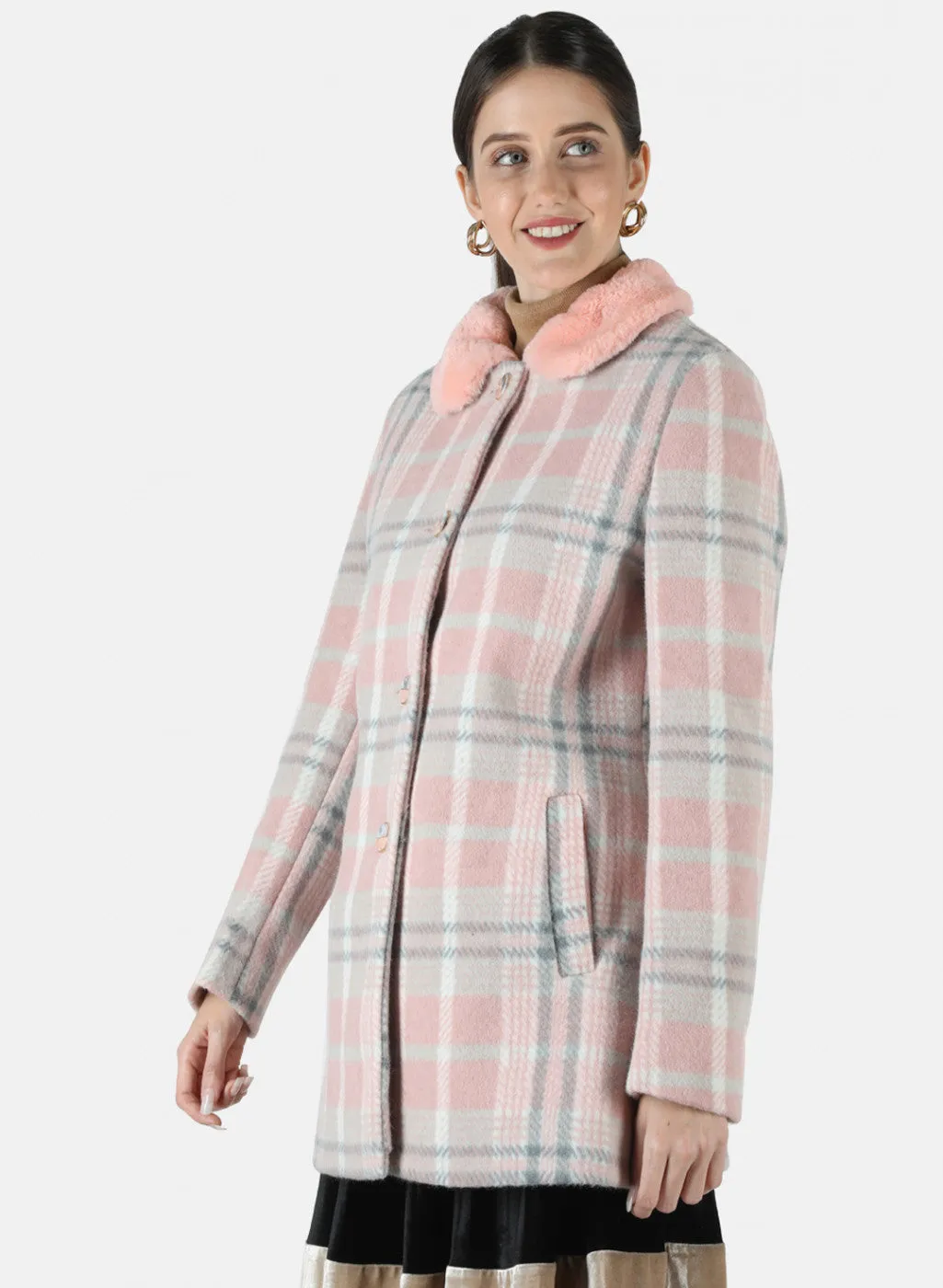 Women Multicolor Check Coat