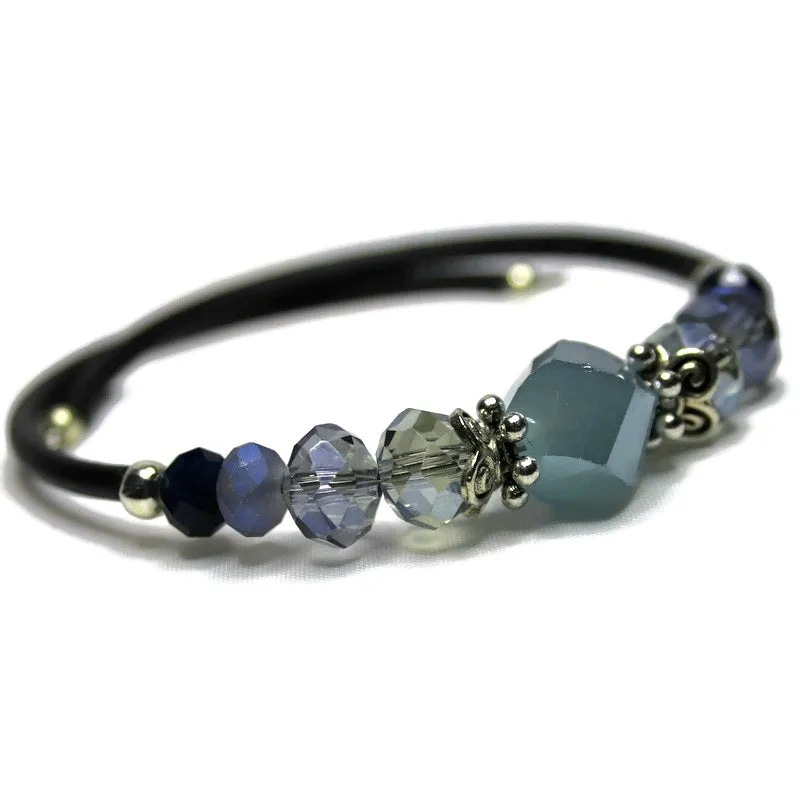 Wrap Bracelet & Earring Set - Denim Blues