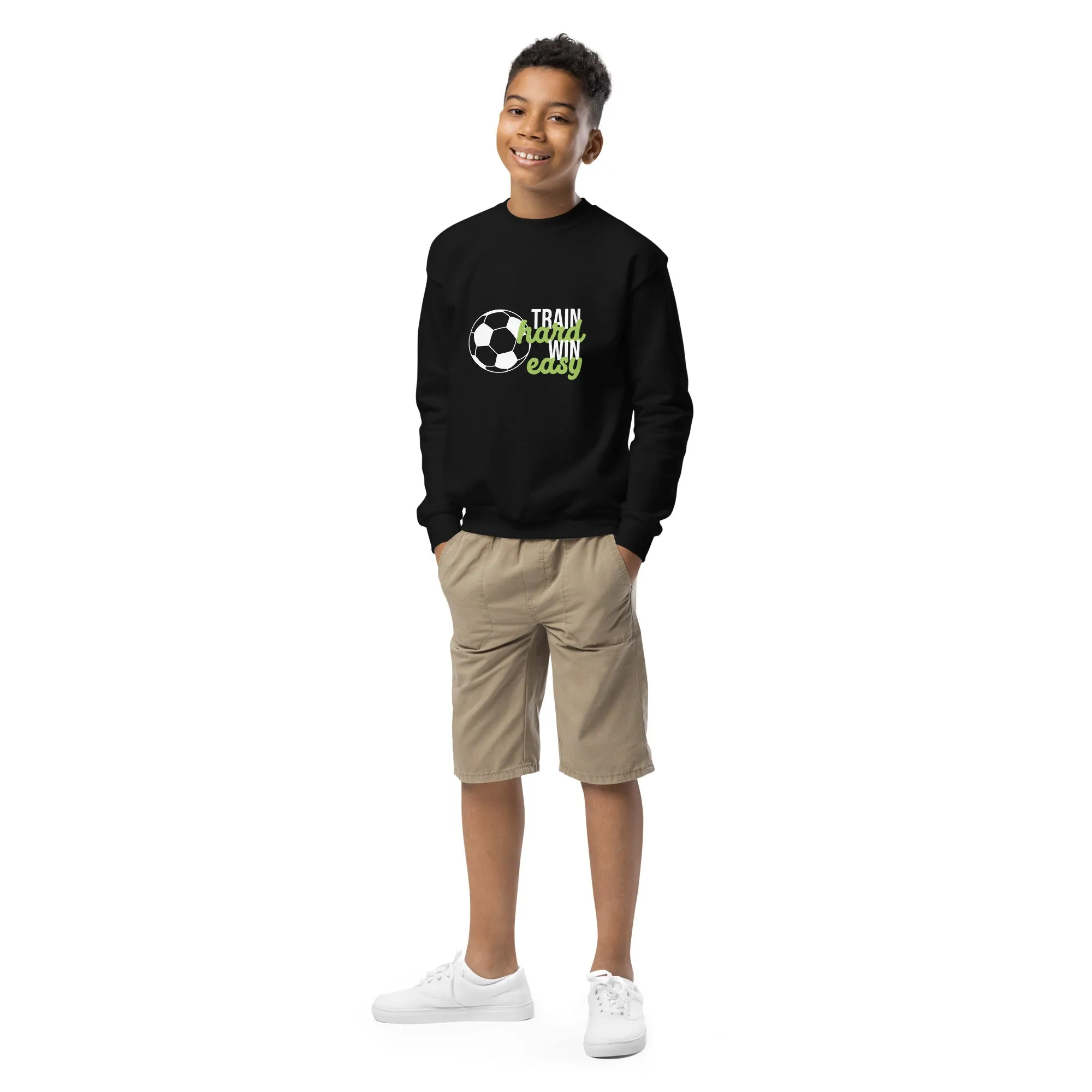 Youth Crewneck Sweatshirt Train Hard Win Easy